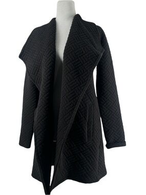 BB Dakota Black Quilted Jacket open front cardigan warm cozy sz xs